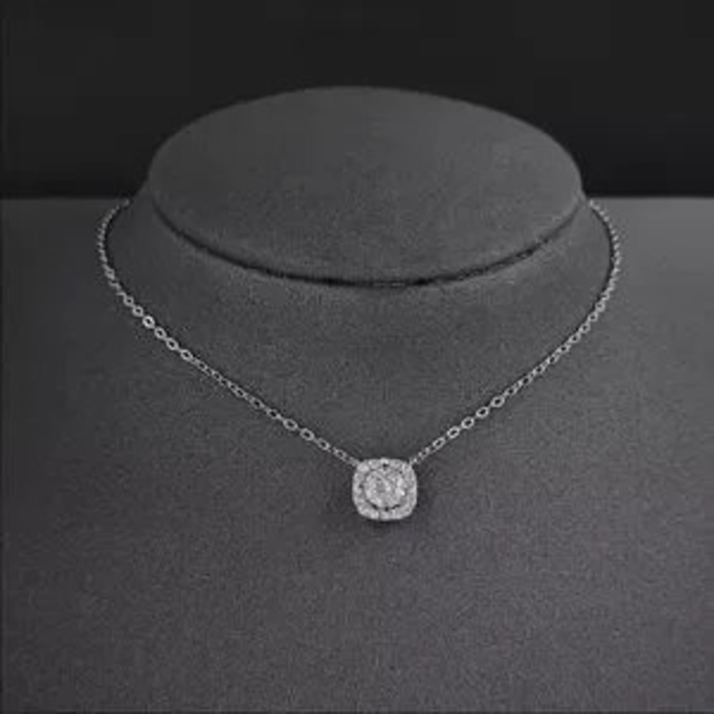 Square 925 Silver Diamond Necklace